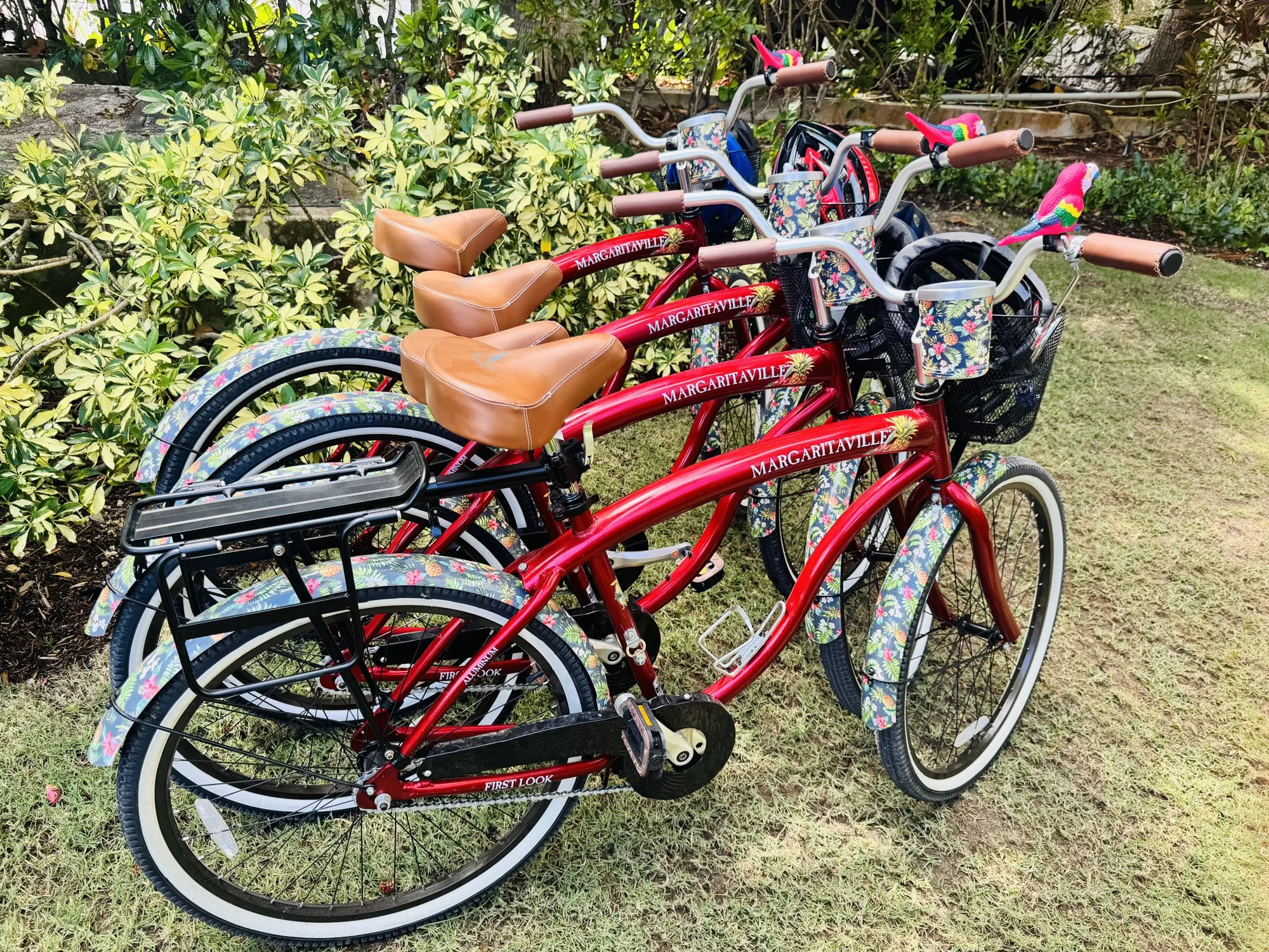 Red cruiser bike with a basket